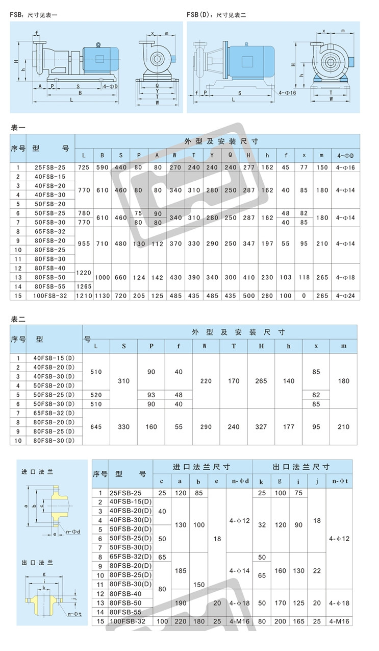  氟塑料离心泵安装尺寸图